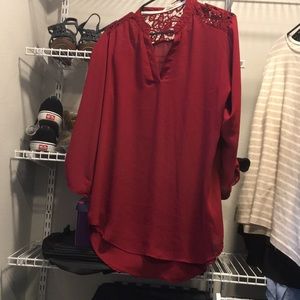 Red Blouse w/Lace Back